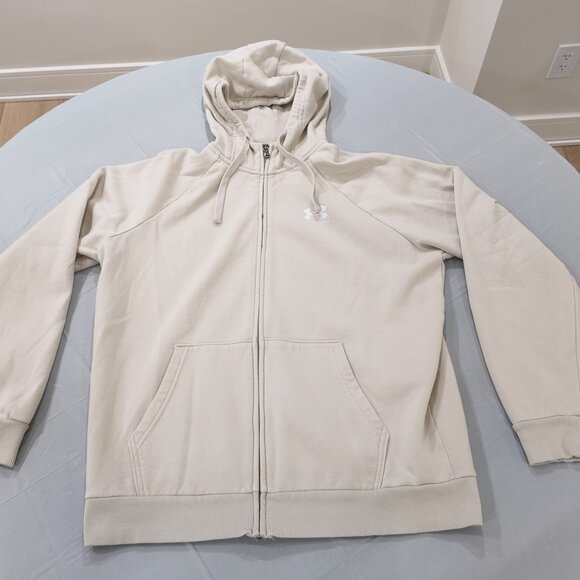 Under Armour (UA) Full-Zip Logo Hoodie Sweatshirt - Neutral Beige - Picture 1 of 9